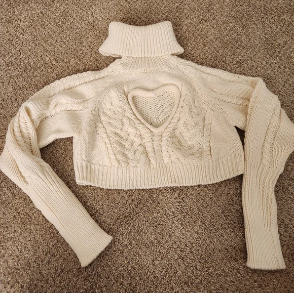 NWT For Love And Lemons Vera Cropped Cut Out Sweater XS - Picture 2 of 4